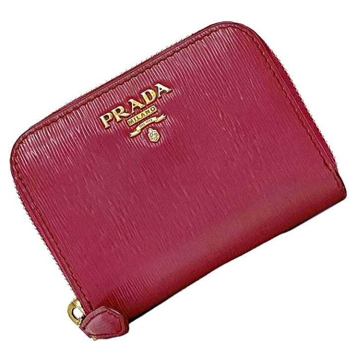 美品 PRADA プラダ 折り財布 ラウンドファスナー コインケース ピンク  
