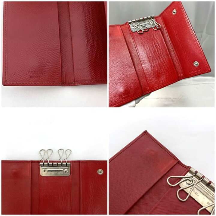 楽天市場】【送料無料】 プラダ 6連 キーケース レッド M223A 美品  