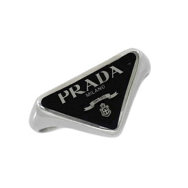 【送料無料】 プラダ ロゴ リング シルバー ブラック 指輪 新品 仕上げ済み 14号 シルバー 925 Sランク PRADA 三角 シンプル アクセサリー ジュエリー レア 15 銀色 三角ロゴ ブランドジュエリー 男性 女性 ヴィンテージ 磨き済み 黒 ブランド 本物 鑑定済み