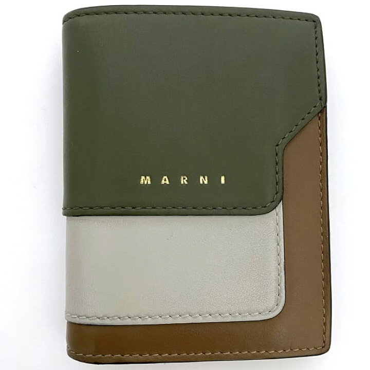 楽天市場】【送料無料】 マルニ 二つ折り 財布 ブラウン グリーン  