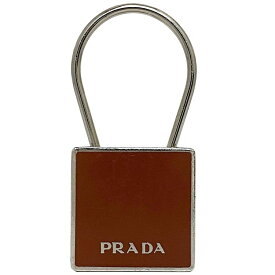 【送料無料】 プラダ キーリング ブラウン シルバー ec-20217 スクエア キーホルダー メタル 中古 PRADA ヴィンテージ 鍵 ホルダー シンプル 定番 人気 メンズ レディース 女性 男性 お洒落 茶色 レトロ チャーム 小物 ブランド小物 エレガント 上品 ブランド 本物 鑑定済み