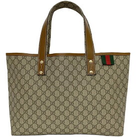 【送料無料】 グッチ トートバッグ ベージュ ブラウン GGスプリーム シェリー 21134 f-20348 美品 PVC レザー 中古 GUCCI GG ロゴ 軽い 総柄 肩掛け 書類 a4 女性 レディース 通勤 通学 ビジネス コンパクト 高級感 ワンポイント お洒落 人気 ブランド 本物 鑑定済み