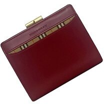 美品】バーバリー折り財布がま口ワインレッド柄ノバチェック