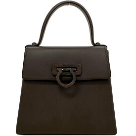 【送料無料】 サルヴァトーレ フェラガモ ハンドバッグ f-22201 ブラウン ガンチーニ 21 7143 美品 レア ラバー 中古 Salvatore Ferragamo ヴィンテージ フラップ 自立 トップハンドルバッグ 人気 定番 お洒落 シンプル 上品 高級感 エレガント 茶色 ブランド 本物 鑑定済み