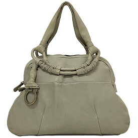 【送料無料】 サルヴァトーレ フェラガモ トートバッグ ec-22402 グレー ガンチーニ FZ-21 美品 レザー 中古 A971 Salvatore Ferragamo ロゴ ソフトレザー ファスナー チャーム付 肩掛け 軽い レディース メンズ 本革 ヴィンテージ ロゴチャーム ブランド 本物 鑑定済み