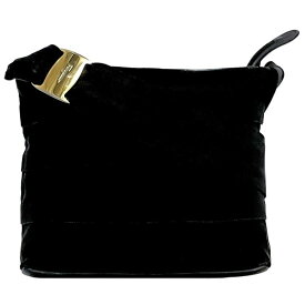 【送料無料】 サルヴァトーレ フェラガモ ショルダーバッグ ec-23220 ブラック ヴァラ AU-21 4685 レア キャンバス レザー 中古 Salvatore Ferragamo 肩掛け ファスナー ロゴ 軽い 定番 人気 レディース 鞄 バッグ 黒色 黒 シンプル お洒落 高級感 ブランド 本物 鑑定済み