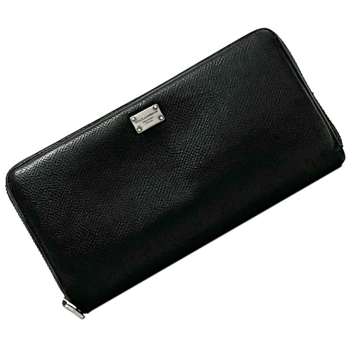 DOLCE&GABBANA ラウンドファスナー長財布 レザー ブラック ドルチェ 