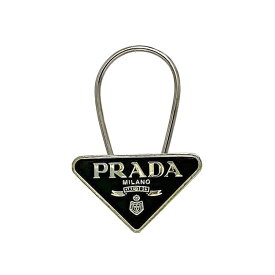 【送料無料】 プラダ キーリング ec-23431 シルバー ゴールド ロゴ メタル 中古 M285 PRADA 鍵 ホルダー 三角 ロゴプレート 定番 人気 レディース メンズ 小物 小さい お洒落 シンプル ロゴ キーホルダー バッグチャーム エレガント チャーム 高級感 ブランド 本物 鑑定済み