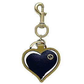【送料無料】 グッチ キーリング ec-23685 ネイビー イエロー ゴールド インターロッキング 美品 レザー メタル 中古 GUCCI ハート GG モチーフ チャーム 定番 人気 シンプル お洒落 エレガント 箱付き 箱 革 紺色 小物 レディース 女性 高級感 上品 ブランド 本物 鑑定済み