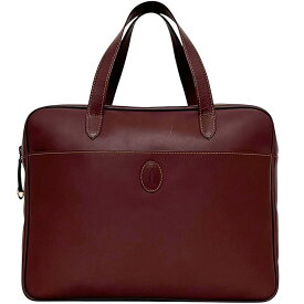 【送料無料】 カルティエ ビジネスバッグ ec-24683 ボルドー マスト 美品 書類バッグ レザー 中古 Cartier ワンポイント ロゴマーク ファスナー 書類鞄 a4 メンズ レディース 男女兼用 シンプル ヴィンテージ ビジネス カーフレザー 軽い ワインレッド ブランド 本物 鑑定済