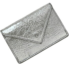 【送料無料】 バレンシアガ 三つ折り 財布 ペーパー ウォレット f-25152 シルバー 391446 美品 レザー 中古 1414Y 568148 BALENCIAGA ホック 銀 折り財布 コンパクト 箱付き シンプル ワンカラー レディース メンズ 男女兼用 定番 人気 小銭入れ有 ブランド 本物 鑑定済み