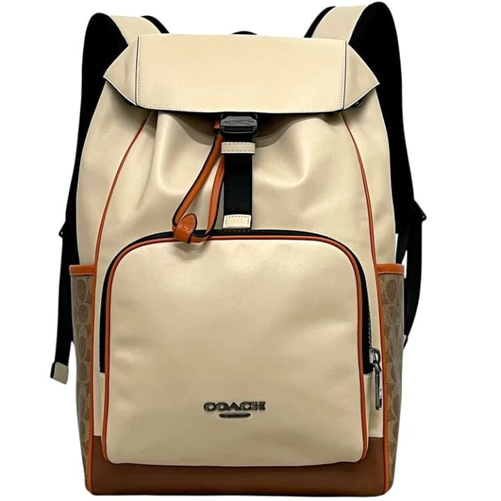 楽天市場】コーチ リュック ベージュ ホワイT シグネチャー CAJ74 美品 