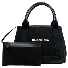 バレンシアガ トートバッグ ネイビー カバス S スモール ブラック 339933 美品 キャンバス レザー 中古 BALENCIAGA ハンドバッグ ロゴ ワンポイント ポーチ付 軽量 定番 人気 レディース トート バッグ キャンバストート 女性 鞄 革 黒 シンプル 本物 鑑定済み