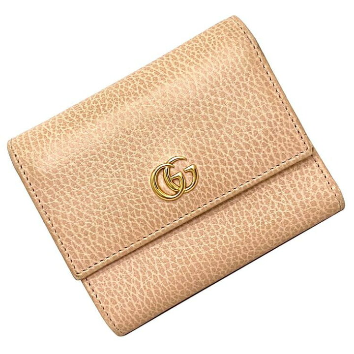 楽天市場】グッチ 三つ折り 財布 ピンク ゴールド GG マーモント 