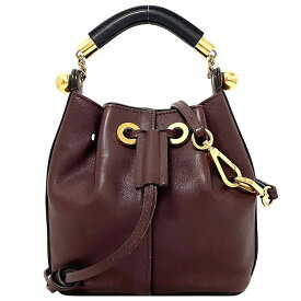 クロエ 巾着 ショルダーバッグ ワインレッド 2way レザー 中古 Chloe ハンドバッグ 肩掛け 斜め掛け ヴィンテージ ミニバッグ 人気 レディース ミニ レザーバッグ 巾着ショルダー 女性 鞄 本革 革 無地 ゴールド金具 シンプル マチ有 ブランド 本物 鑑定済み