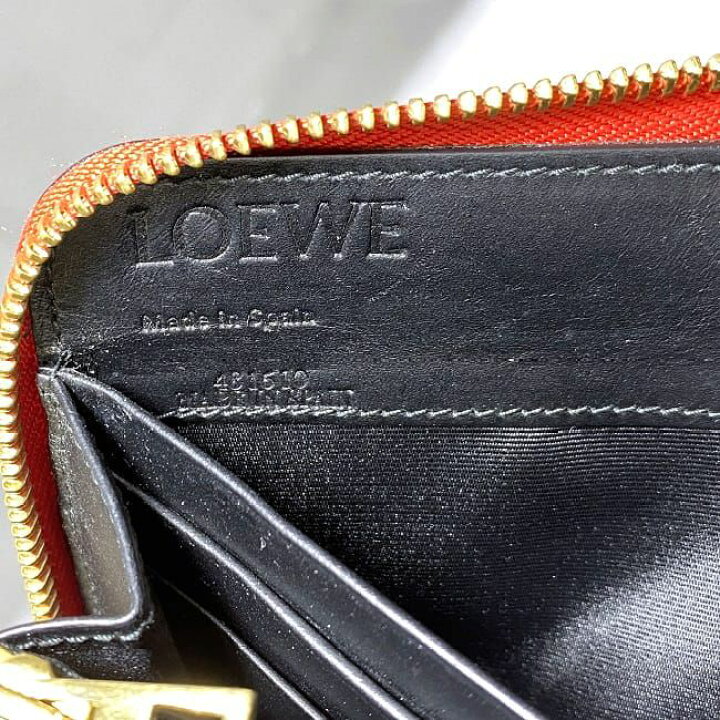 楽天市場】ロエベ ラウンドファスナー 長財布 レッド ゴールド 