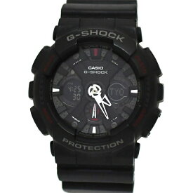 カシオ 腕時計 G-Shock ブラック GA-120 時計 メンズ ラバー SS 中古 クオーツ CASIO 黒 ビッグケース ワールドタイム ジーショック カレンダー デジアナ 電池式 男性 定番 人気 お洒落 カジュアル 普段使い デジタル アナログ 黒 ブランド 本物 鑑定済み