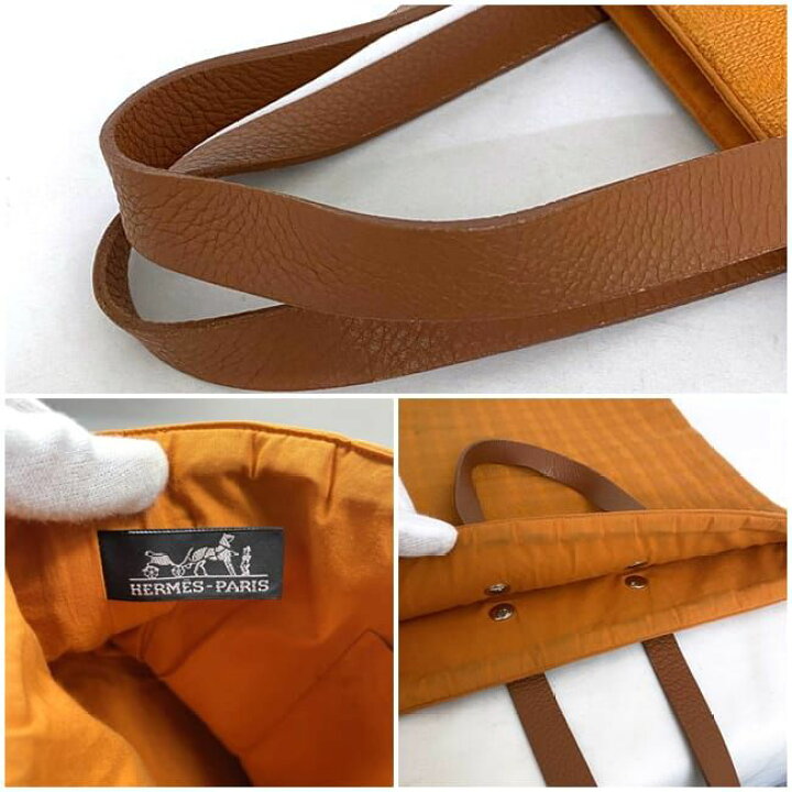 楽天市場】エルメス アメダバ トートバッグ オレンジ ブラウン 美品 