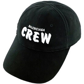 バレンシアガ キャップ ブラック ホワイト CREW 617139 310B2 1000 美品 ベースボールキャップ Lサイズ コットン キャンバス 中古 BALENCIAGA 帽子 ロゴ 刺繍 アパレル 定番 人気 女性 レディース シンプル ワンポイント 高級感 上品 ブランド 本物 鑑定済み