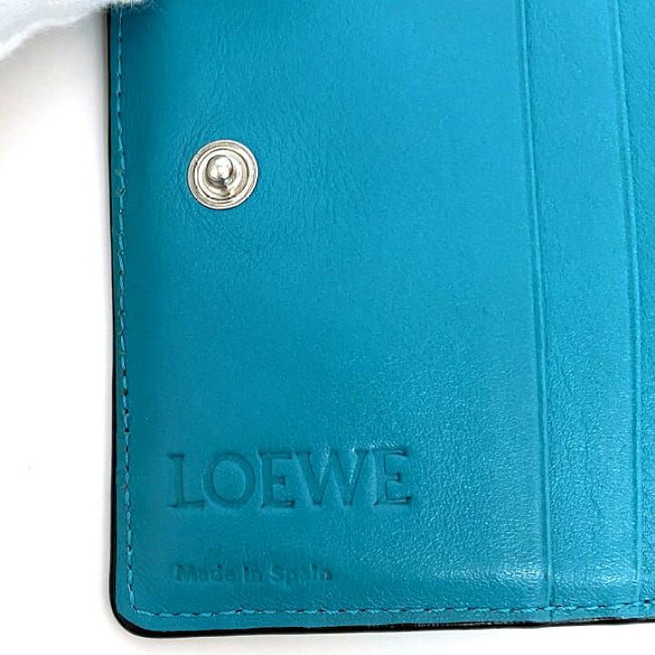 楽天市場】ロエベ 二つ折り 財布 ターコイズ ブルー リピート 美品 