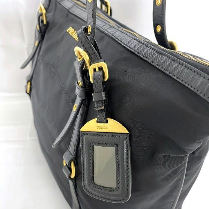楽天市場】プラダ トートバッグ ブラック ゴールド金具 NERO 美品  