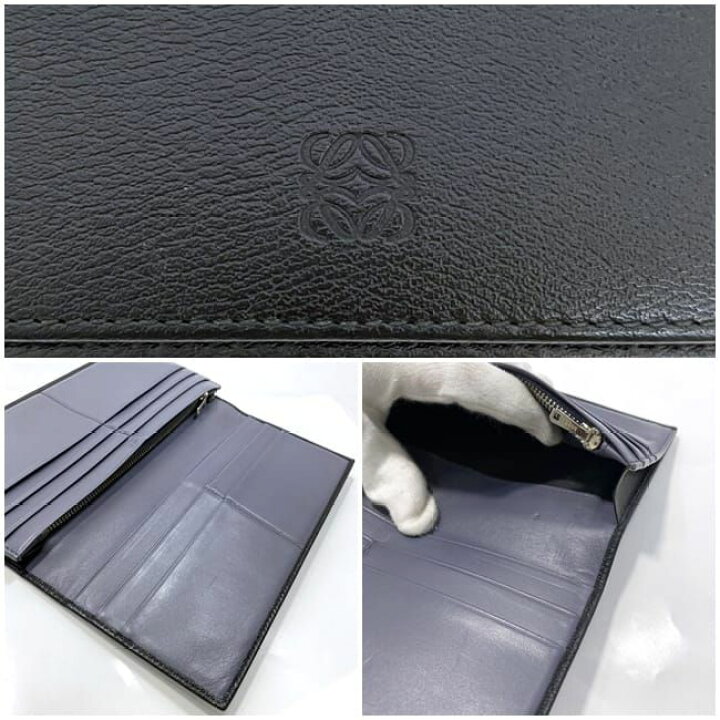楽天市場】ロエベ 二つ折り 長財布 ブラック グレー アナグラム 財布 