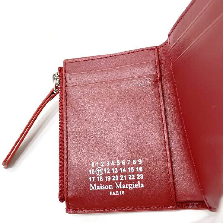 楽天市場】メゾン マルジェラ 三つ折り 財布 レッド 11 S56UI0136 美品 