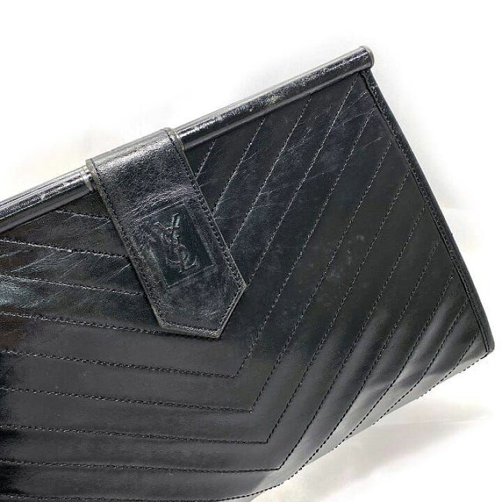 楽天市場】イヴ サンローラン クラッチバッグ ブラック 美品 YSL 