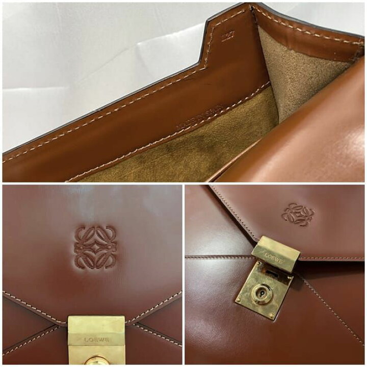 楽天市場】ロエベ クラッチバッグ ブラウン アナグラム 美品 