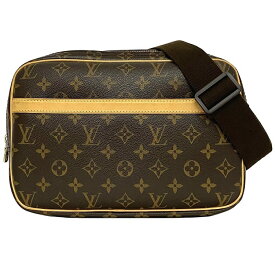 ルイ ヴィトン ショルダーバッグ リポーター PM ブラウン ベージュ モノグラム M45254 美品 メッセンジャー バッグ モノグラムキャンバス ヌメ革 中古 SP0170 LOUIS VUITTON ファスナー ロゴ 大容量 茶色 定番 人気 お洒落 高級感 ブランド 本物 鑑定済み