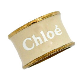 クロエ ロゴ リング クリーム ゴールド ec-20015 指輪 12号 美品 メタル 中古 Chloe ジュエリー アクセサリー シンプル 幅広 定番 人気 女性 レディース ブランドアクセ 宝飾 カジュアル お洒落 ブランドリング エレガント 高級感 上品 ブランド 本物 鑑定済み