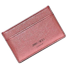 ジミーチュウ カードケース メタリックピンク ec-20079 美品 レザー 中古 JIMMY CHOO カード ホルダー 名刺 定期入れ 定番 人気 女性 レディース ピンク 革 本革 ケース 小物 シンプル お洒落 ロゴ ワンポイント エレガント 高級感 上品 ブランド 本物 鑑定済み