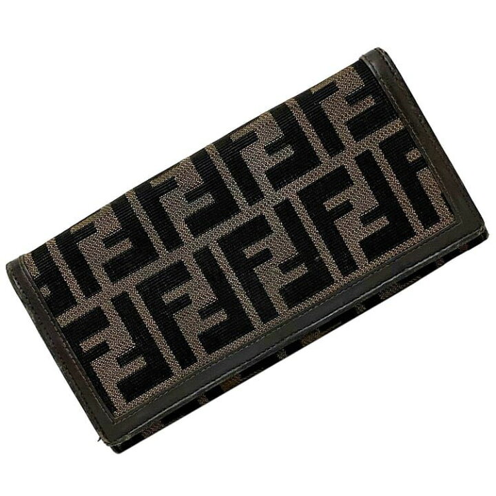FENDI フェンディ 長財布 ズッカ ヴィンテージ レザー 総柄 黒 ｜長財布
