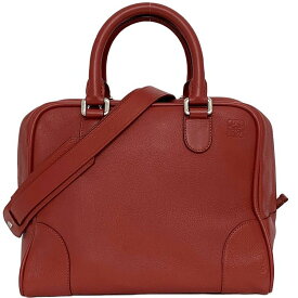 ロエベ 2way バッグ アマソナ 75 レッド アナグラム 301.30.L03 f-20336 美品 ハンドバッグ レザー 中古 LOEWE ショルダーバッグ 肩掛け ファスナー 定番 お洒落 シルバー金具 高級感 オシャレ 女性 レディース 通勤 通学 大容量 赤 ブランド 本物 鑑定済み