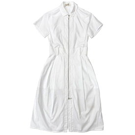 エルメス ジップ ワンピース ホワイト 美品 クリーニング済み 34 綿 100 中古 HERMES アパレル ファスナー 半袖 シャツワンピース ギャザー 人気 女性 レディース お洒落 白 高級感 上品 エレガント シンプル 無地 フォーマル 爽やか ブランド 本物 鑑定済み