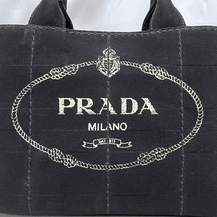 PRADA カナパ トートバッグ MILANOロゴ ブラック ハンドバッグ PRADA 