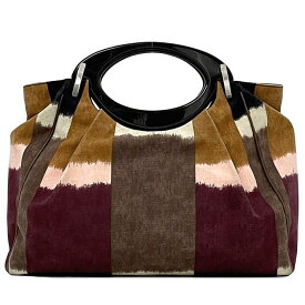 マルニ ハンドバッグ ec-23566 ボルドー ブラウン イエロー 美品 キャンバス プラスチック 中古 MARNI トートバッグ 定番 人気 女性 レディース 鞄 バッグ マルチカラー 茶色 トート お洒落 エレガント 通勤 通学 仕事 大きい 高級感 ブランド 本物 鑑定済み