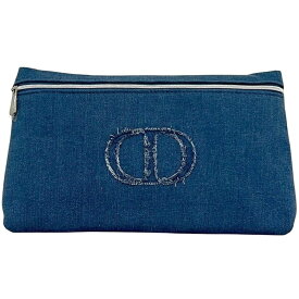 クリスチャン ディオール ポーチ ec-25079 ブルー BEAUTE 美品 デニム キャンバス 中古 Christian Dior CD ロゴ 刺繍 ファスナー 小物入れ コスメ 化粧ポーチ 青 レディース 定番 人気 ロゴマーク シンプル ワンポイント ヴィンテージ ブランド 本物 鑑定済み