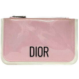 クリスチャン ディオール ポーチ ec-25078 クリア ピンク BEAUTE 小物入れ ビニール 中古 Christian Dior DIOR ロゴ ファスナー 薄型 シンプル 透明 レディース コスメポーチ 化粧ポーチ シルバー金具 レディース 女性 定番 人気 ブランド 本物 鑑定済み