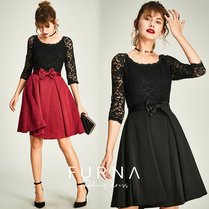 楽天市場 パーティードレス ドレス ワンピース レース 体型カバー パーティドレス 着痩せ パーティー 大きいサイズ フレア Aライン 袖あり 通販 謝恩会 結婚式 二次会 代 30代 40代 50代 長袖 同窓会 女子会 ミモレ丈 激安 バイカラー 春 夏 パーティードレス専門店