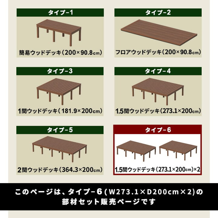 楽天市場】ウッドデッキ デッキ 人工木 [273.1×200cm] 1.5間サイズ 2 