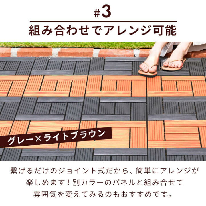 楽天市場】【クーポンで最大200円OFF】ウッドパネル【32枚入】幅30 ウッドデッキ 人工木 ウッドタイル 天然木粉 タイル ジョイント マット ベランダ 庭 ガーデニング ガーデン 洗える DIY セット 水洗い 28平米 デッキ 正方形 屋外〔B〕 : インテリアショップファンボヌール 楽天市場】【クーポンで最大200円OFF】ウッドパネル【32枚入】幅30 ウッドデッキ 人工木 ウッドタイル 天然木粉 タイル ジョイント マット ベランダ 庭 ガーデニング ガーデン 洗える DIY セット 水洗い 28平米 デッキ 正方形 屋外〔B〕 : インテリアショップファンボヌール