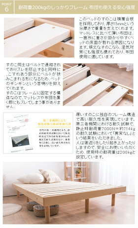 すのこベッドマットレス付きセミダブルベッドポケットコイルマットレスセットシンプルベッド天然木ベッドフレーム高さ3段階【送料無料脚付きベッド高さ調節スノコ木製ベッド北欧パインウォールナット