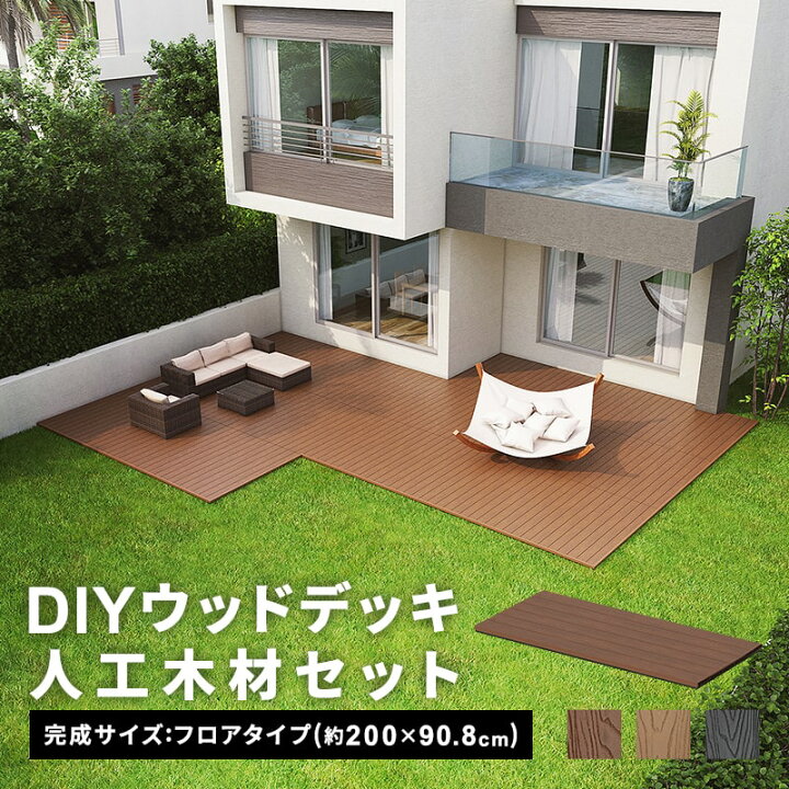 楽天市場】ウッドデッキ 人工木 フロアデッキ DIY [200×90.8cm] 樹脂製 
