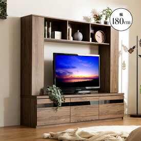 【ポイント5倍★7/13 12:00〜23:59】 壁面 テレビボード テレビ 壁面収納 大容量収納 収納 テレビ台 幅180cm ナチュラル ウォルナット