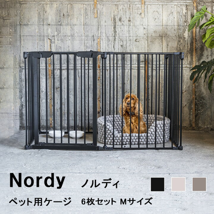 楽天市場 クーポンで400円off 犬 ゲージ Mサイズ ケージ 6枚セット サークル 広い ペットケージ 連結 ペット 小型 中型犬用 ブラック 黒 おしゃれ 折り畳み 北欧 柵 サークル ペットサークル アイアン フェンス A 送料無料 インテリアショップファンボヌール