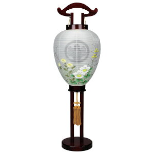 家紋入り 盆提灯 創作提灯 行灯 モダン提灯インテリア 「一心」 絹二重絵 電気コード式 家紋入れサービス8720-00-216