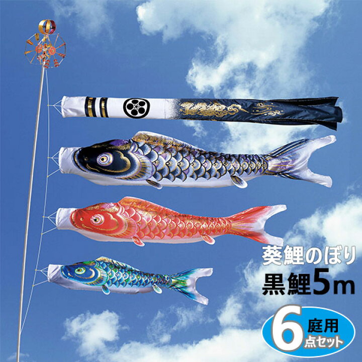 市場 こいのぼり 2m 神威吹流し 庭園セット ポリエステル 庭園用 杭打込タイプ 鯉のぼり 葵 俊峰