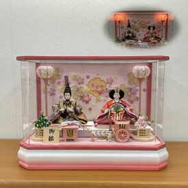 雛人形 ひな祭り ケース飾り 親王飾り 2人 六角白 ピンク 桃の節句 女の子 節句人形 お雛様28527