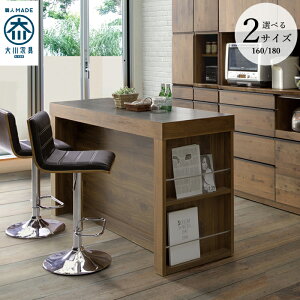 バーカウンター 収納 キッチンカウンター 間仕切り テーブル 160cm 180cm おしゃれ モダン カウンター カウンターテーブル キッチン収納 収納家具 日本製 河口家具 ミック